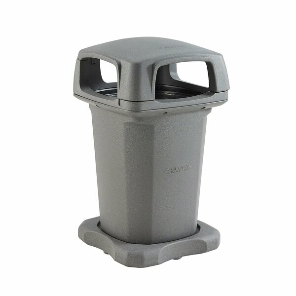 Global Industrial Plastic Outdoor Trash Can, Hinged Lid, 60 Gallon, Gray 732315